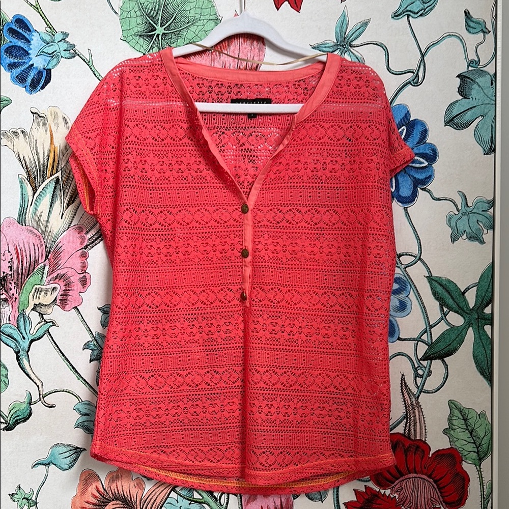 Sanctuary Pink Short Sleeve Crochet Top